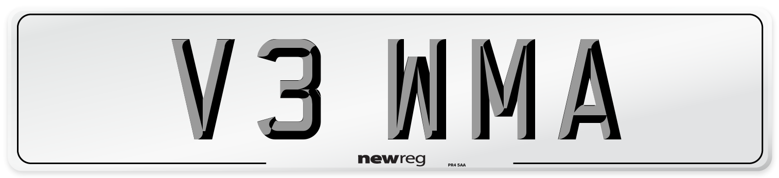 V3 WMA Number Plate from New Reg